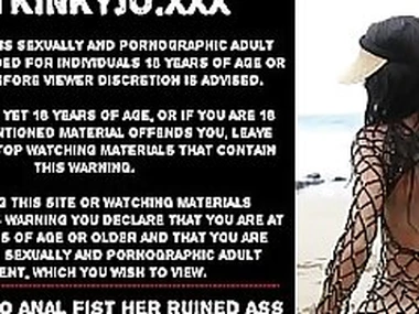 Hotkinkyjo anal left-hand her on one's uppers ass on the beach till it prolapse